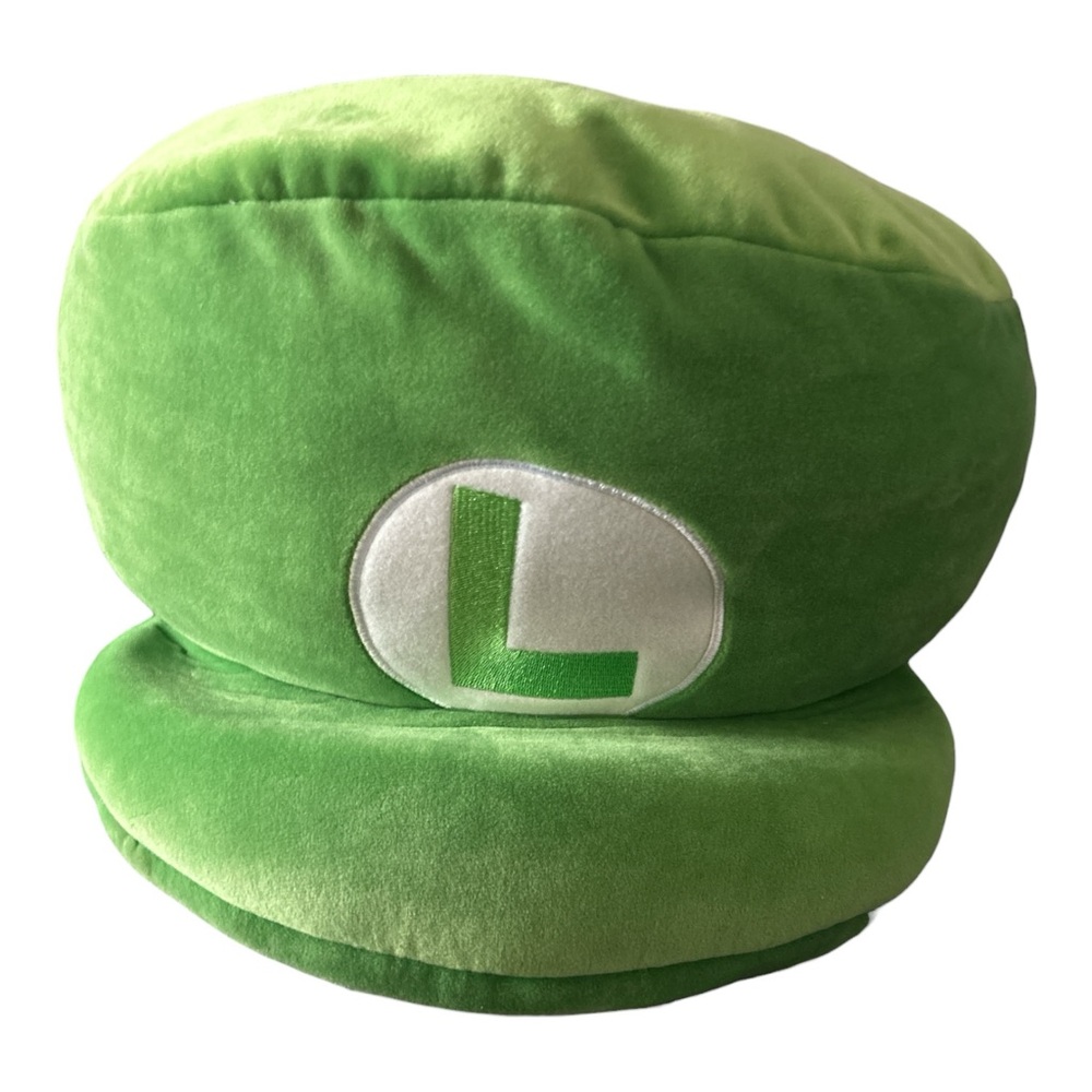 TOMY T12962 Mocchi Green Luigi Hat Plush 14”, Nintendo Merchandise Bed Pillow